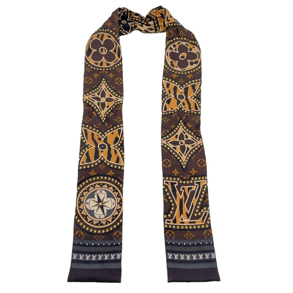 LOUIS VUITTON - Bandeau Brown Silk Scarf R1.080 - Picture 4 of 4